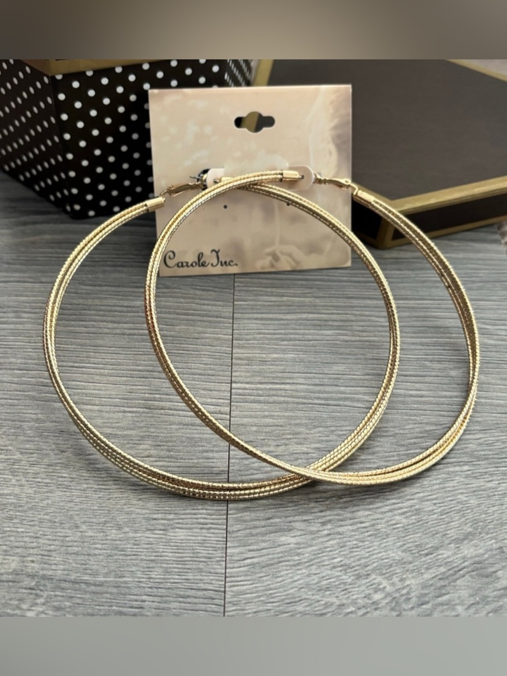Statement Gold Tone Hoop Earrings